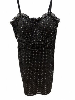 ✨ AUW Black & Gold Ruched Bodycon Cocktail Dress | Size Large